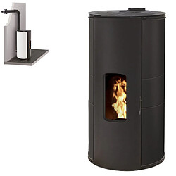 Interstoves Pack Poêle à granules GIULIA 9 Etanche sortie sur le dessus + Conduit Ventouse - Noir