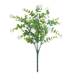 7 Branches Faux Fleur d'Eucalyptus Rose Bouquet Arrangement Floral Blanc