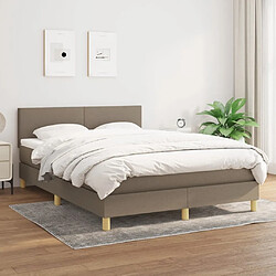 Maison Chic Lit adulte- Lit + matelas,Sommier à lattes de lit avec matelas Taupe 140x190 cm Tissu -GKD78701