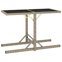 Maison Chic Table de jardin | Table d'extérieur Beige 110x53x72 cm Verre et résine tressée -GKD50799