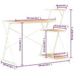 vidaXL Bureau avec étagère Blanc et chêne 116x50x93 cm pas cher