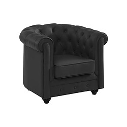 Vente-Unique Fauteuil en cuir de buffle noir CHESTERFIELD