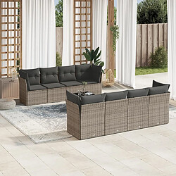 Maison Chic Salon de jardin 9 pcs avec coussins | Ensemble de Table et chaises | Mobilier d'Extérieur gris résine tressée -GKD37926