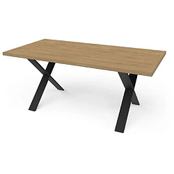 Acheter Table - CRAFT - Rectangulaire - Décor mélamine chene hamilton - Pied en X noir - 6 places - 180 x 90 cm - DEMEYERE