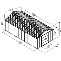 Avis Abri de jardin 11x21.3 pieds gris anthracite - 705685 - PALRAM