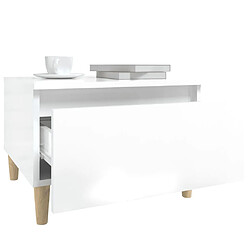 Maison Chic Table d'appoint | Table Basse Blanc brillant 50x46x35 cm Bois d'ingénierie -GKD23495 pas cher