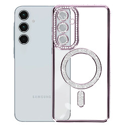 Avizar Coque Diamant pour Samsung Galaxy A35 MagSafe Contour Strass Violet