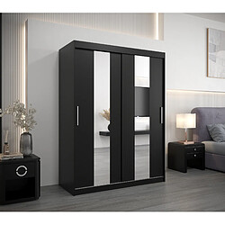 Abiks Meble Armoire Pole à portes coulissantes 200/150/62 2 portes (noir/noir)