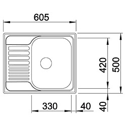 Blanco Evier à encastrer Tipo 45S Compact, Inox, 516524