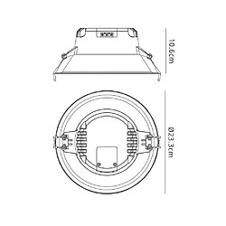 Inspired Downlight encastré LED rond 23,3cm, 21W, 3000K, 1900lm, blanc, découpe 206mm