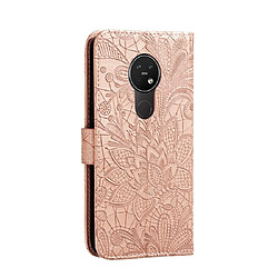 Avis Wewoo Housse Coque Pour Nokia 7.2 Étui en cuir à rabat horizontal dentelle de fleur avec support et fentes cartes et portefeuille et cadre photo or rose