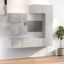 Maison Chic Ensemble de meubles TV 6 pcs | Banc TV Moderne pour salon | Meuble de Rangement - Gris béton Bois d'ingénierie -MN90885