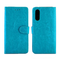 Wewoo Housse Coque Pour Galaxy A90 5G Crazy Horse Texture de protection en cuir à rabat horizontal avec support et fentes cartes et portefeuille et cadre photo bleu bébé