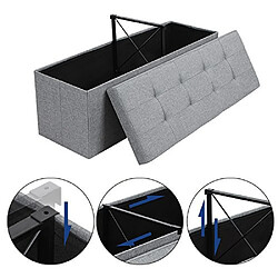 SONGMICS Banc Coffre de Rangement Pouf Pliable Grand pour 3 Personnes Tissu en Lin 110 x 38 x 38 cm LSF77G