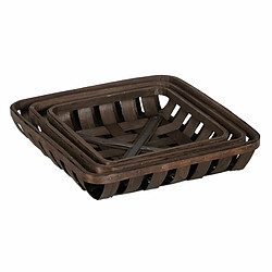 BigBuy Home Set de basket Marron Bois 52 x 52 x 11,5 cm (3 Unités)