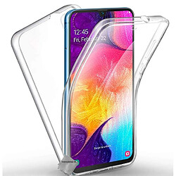 Htdmobiles Coque silicone gel fine 360 integrale pour Samsung Galaxy A50 + film ecran - TRANSPARENT