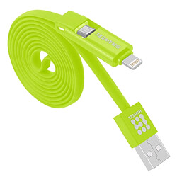 Avis Wewoo Câble vert pour iPhone, Galaxy, Huawei, Xiaomi, LG, HTC et autres smartphone, Longueur: 1m 2 en 1 Micro USB & Lightning vers USB Data Sync de charge