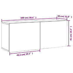 vidaXL Meuble TV mural sonoma gris 100x30x41 cm pas cher