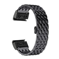 Bracelet en métal veine de dragon tissée avec boucle noir pour votre Garmin Fenix 5X 26mm