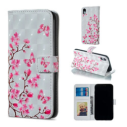 Wewoo Housse Coque Étui en cuir à rabat horizontal avec motif de fleurs pour papillons et motifs pour iPhone XR, porte-cartes emplacements pour cartes, cadre photo portefeuille