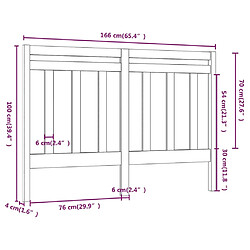 vidaXL Tête de lit Marron miel 166x4x100 cm Bois massif de pin pas cher