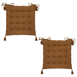 Atmosphera, Createur D'Interieur Lot de 2 galettes de chaise rectangulaires Tampa - 38 x 38 cm - Cannelle