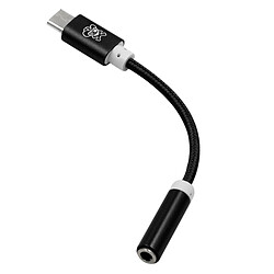 Wewoo Adaptateur noir Audio USB-C / Type-C vers Jack 3,5 mm Nylon Tissé, Longueur: environ 10cm