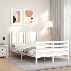 Maison Chic Cadre/structure de lit avec tête de lit pour adulte - Lit Moderne Chambre blanc petit double bois massif -MN99301