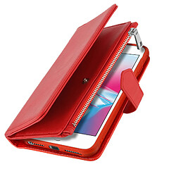 Avizar Étui iPhone 6 Plus/6S Plus/7 Plus/8 Plus Portefeuille Coque Amovible - Rouge