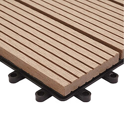 Mendler Carreau de sol WPC Rhône + bordure, aspect bois 11x chaque 30x30cm = 1m² Premium ~ teak linéaire horizontal pas cher