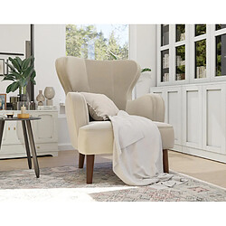 Lisa Design Jaudy - fauteuil - en velours - pieds en bois Jaudy - fauteuil - en velours - pieds en bois - Beige