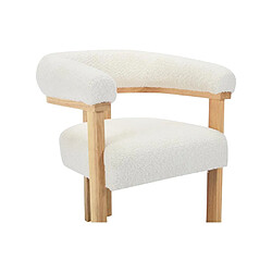 Acheter Chaise avec accoudoirs en tissu bouclette et bois d'hévéa - Blanc et naturel - LIVELIA de Pascal MORABITO