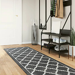 vidaXL Tapis lavable noir et blanc 80x300 cm antidérapant