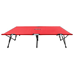 Helloshop26 Lit de camp double de camping meuble d'extérieur pliable 2 places rouge acier 02_0012793