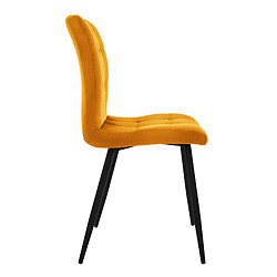 Avis Chaise de salle à manger Set 4 jaune moutarde Housse en velours avec pieds en métal, matériel de montage inclus ML-Design