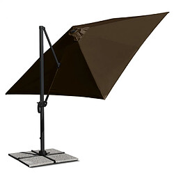 Elios Parasols Parasol de jardin avec bras réglable en aluminium avec mât décentralisé 3x3m Paradise Brown, Styles: sans volant pas cher