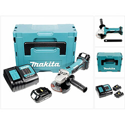 Makita DGA 452 SAJ Meuleuse d'angle sans fil 18V 115mm + 2x Batteries 2,0Ah + Chargeur + Makpac