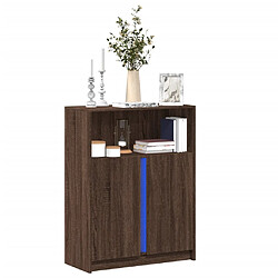 vidaXL Buffet avec LED chêne marron 77x34x100 cm bois d'ingénierie