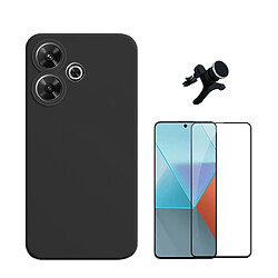 NIS Kit de film en verre à couverture complète 5D + coque en silicone + support Redmi 13 noir