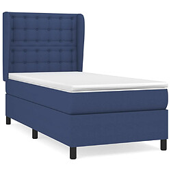 vidaXL Sommier à lattes de lit avec matelas Bleu 90x200 cm Tissu