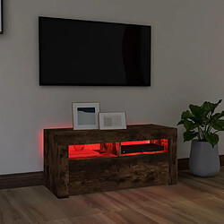 Acheter vidaXL Meuble TV avec lumières LED Chêne fumé 90x35x40 cm