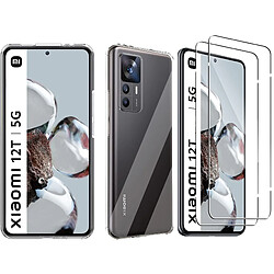 Coque Silicone Transparente + 2 Vitres Protection Ecran Pour Xiaomi 12T 5G Little Boutik®