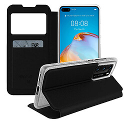 Avizar Housse Huawei P40 Fenêtre d'Affichage Porte-carte Support Vidéo noir