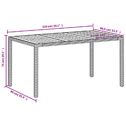 vidaXL Table de jardin beige 150x90x75 cm résine tressée bois d'acacia pas cher