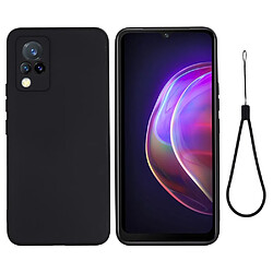 Coque en silicone, antichoc, découpe précise couleur unie avec sangle noir pour votre Vivo V21 4G