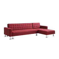 Vente-Unique Canapé d'angle convertible et réversible en tissu rouge WILLIS II