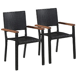 vidaXL Chaise d'extérieur lot de 2 Résine tressée Noir 