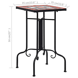 vidaXL Table de bistro mosaïque Terre cuite et blanc Céramique pas cher