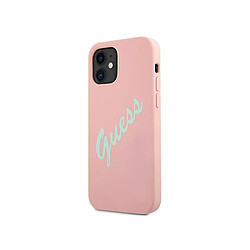 Guess Maroquinerie Guess Coque pour Apple iPhone 12 Mini Collection Silicone Vintage en TPU Rose