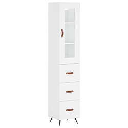 vidaXL Buffet haut Blanc 34,5x34x180 cm Bois d'ingénierie